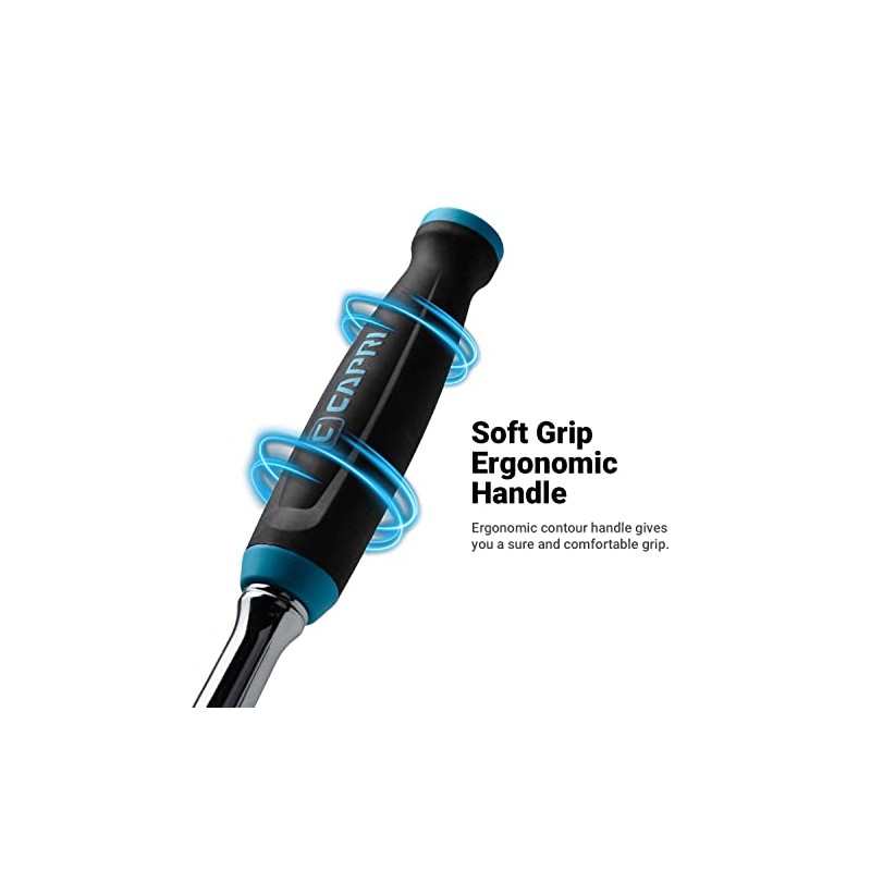Capri Tools Fine 90-Tooth Ratchet Set, Ergonomic Soft Grip, 1/4,