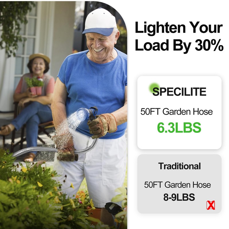 SPECILITE 100ft 304 Stainless Steel Garden Hose Metal, Heavy Duty