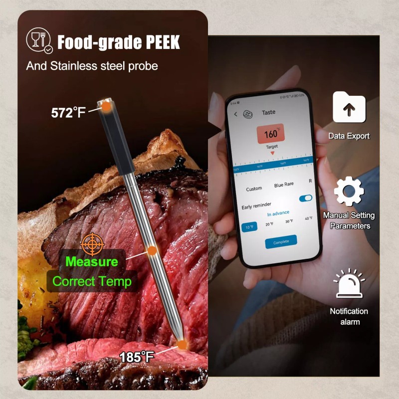 Tempwise Bluetooth Smoker Meat Thermometer Truly Wireless BBQ Thermometer 0~85℃/32℉~185℉