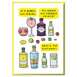 to A Bubbly, Gin-spiring, All Round Gin-credible Friend! Funny Birthday Gin Card