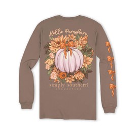 Simply Southern Hello Pumpkin - Adult Long Sleeve (US, Alpha, X-Large, Regular, Regular, Army)