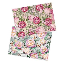 Ideen mit Herz 2 Sheets of Rice Paper | Elegant Decoupage Paper | DIN A4 | 2 Different Designs | Vintage, Christmas and Others (Roses & Butterflies)