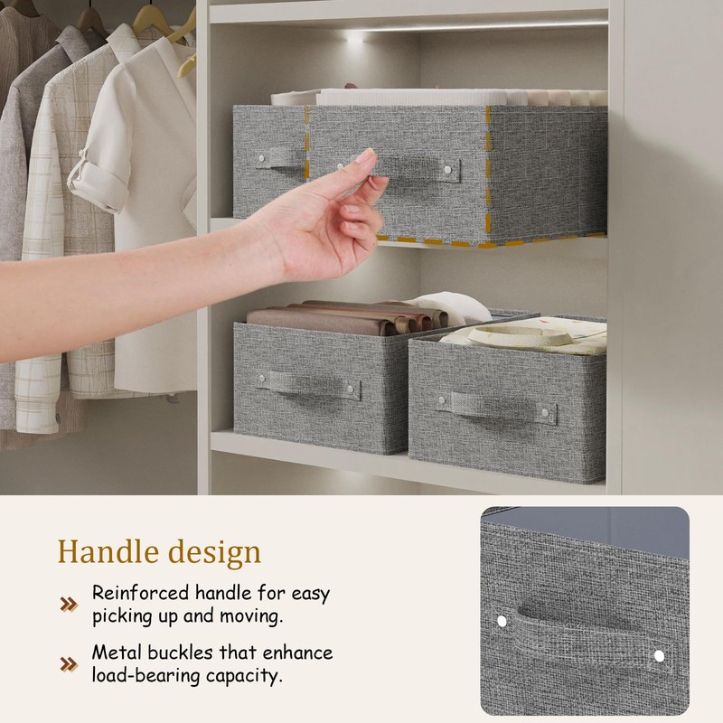 ENUMAIL Pack of 2 Storage Baskets for Shelves, Foldable Fabric