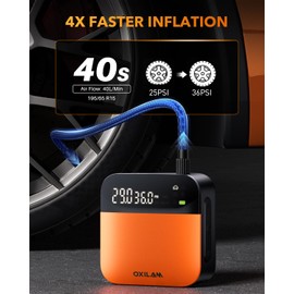OXILAM Tire Inflator Portable Air Compressor, Air Pump for Car Tires with Digital Pressure Gauge, One Click Smart Pump for Car, Bike, Motorcycle, Ball and More