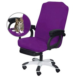 SARAFLORA Office Chair Cover- Large, Purple- Removable Computer Chair Cover for Office Chair with Zipper for Universal Rotating Chair Desk Chair Cover High Back Chair Seat Washable Protector for Pets
