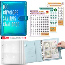 100 Envelope Money Saving Challenge  Budget Binder with Cash Envelopes | Upgraded Finance Organizer for Savings Goals | Personal Finance & Budgeting Hack #MoneySavingChallenge #BudgetGoals #FinancialOrganizer:_Light Blue