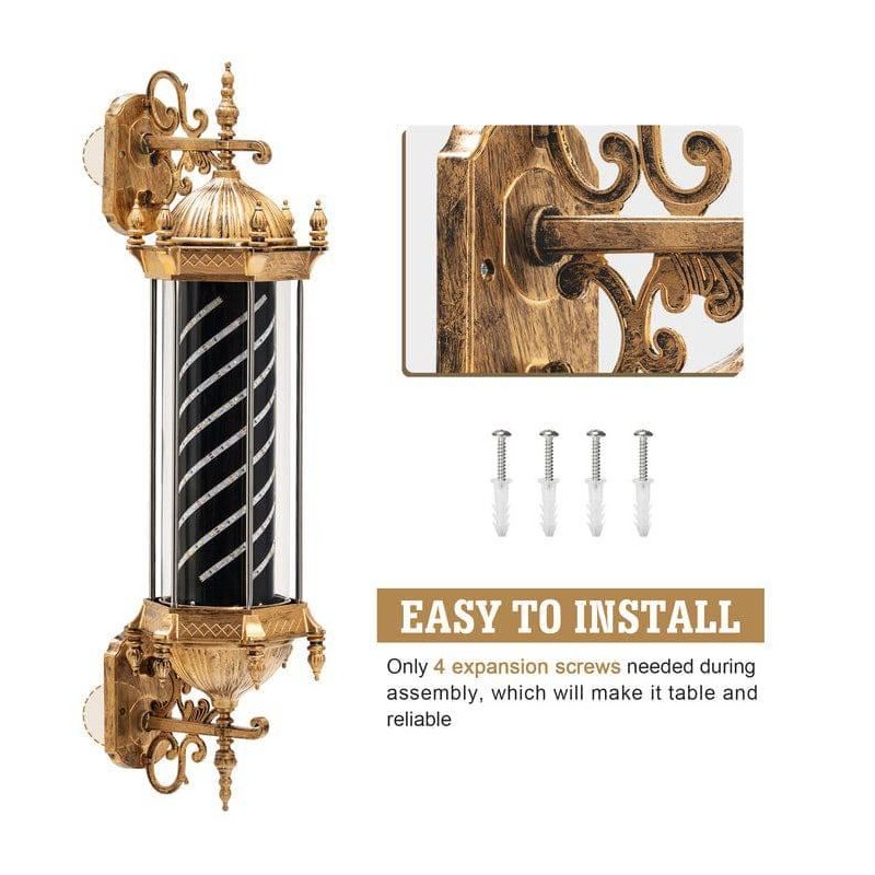 King Barber Pole w/ LED Light (Blue & Red &