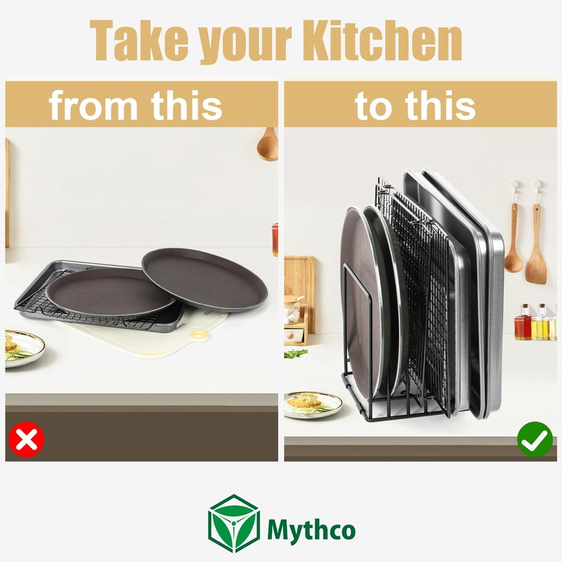 Mythco Kitchen Cabinet Cutting Board Organizer, Cookie Sheet Storage Rack,Cabinet