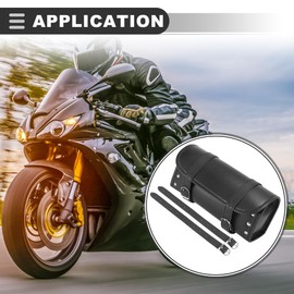 Motoforti Universal Motorcycle Saddlebags Tool Bag, Waterproof Cycling Luggage Bag, Faux Leather, Black, 1 Pcs