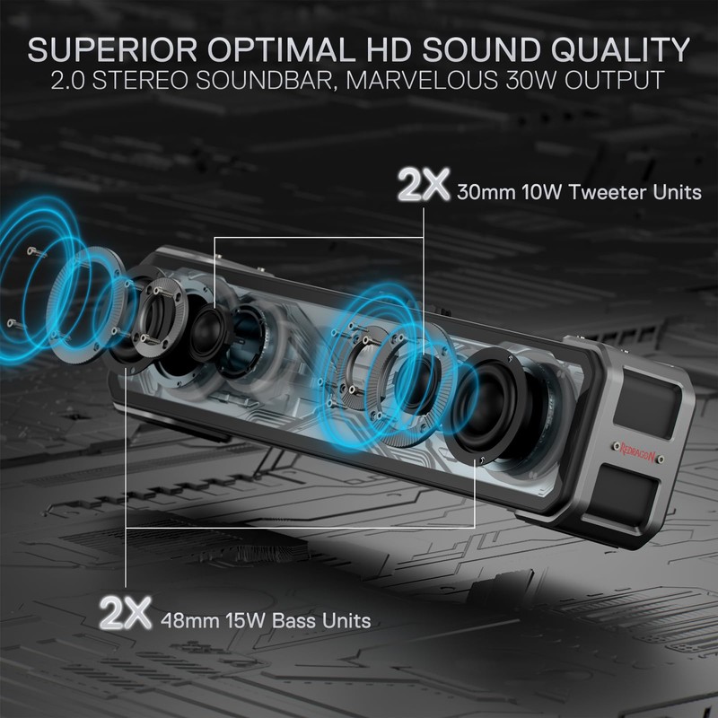 Redragon GS817 RGB Desktop Soundbar, 2.0 Channel Stereo Speakers for
