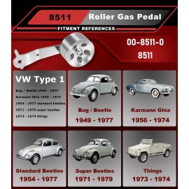Camoo 8511 Billet Aluminum Roller Gas Pedal for 1949-1977 Stock VW Type 1 Bug and Ghia