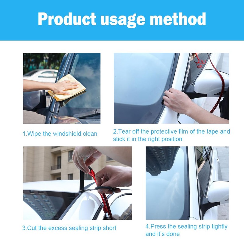 19.7FT Universal T-Shape Car Windshield Weather Stripping - Self-Adhesive Rubber