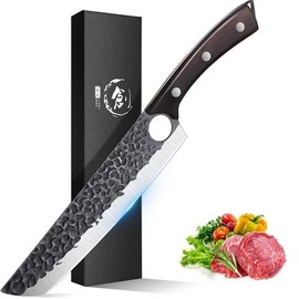 Purple Dragon 7.5 Inch Hand forged Chef Knife Japan High Carbon Steel Knife for Meat Vegetable Full Tang Handle Sharp Carving Knife,Gift.