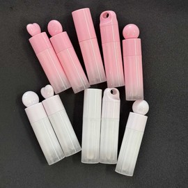 Empty Lipstick & Lip Gloss Tubes - Pink & White (Various Styles) Free Size/6ml (Angled Brush) Pink Love Head ABS + 30ea
