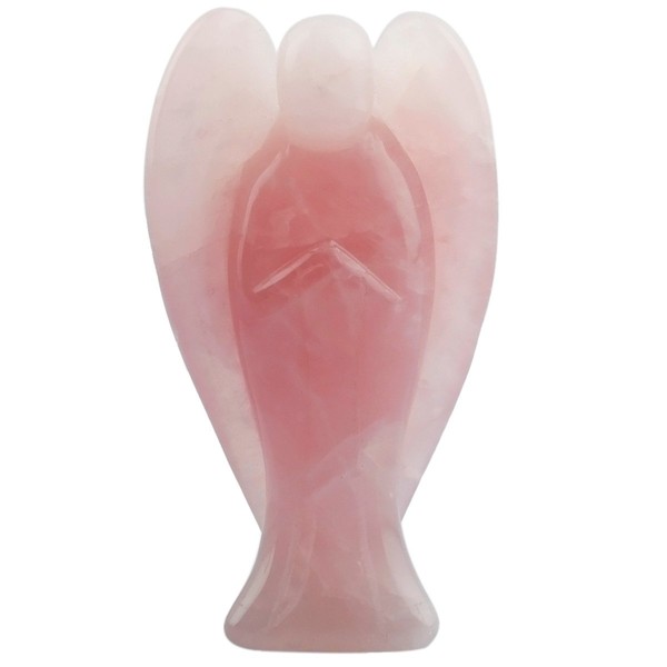 Nupuyai 7 cm Rose Quartz Gemstone Crystal Angel Figurine Guardian Angel Healing Stone Pocket Angel Peace Angel Lucky Charm Reiki Decoration