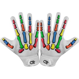 Generic Glorious Traders Youth Football Gloves American Wide Receiver Injected Bones Football Gloves for Adult Men Women & Boys with Super Sticky Silicone Grip PalmS (Adult Small)