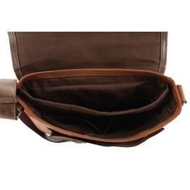 Jermin Pelle Premium Stripe Laptop Bag Waxy Leather Laptop Bag For Men Professional Business Office Work Bag Waterproof Lightweight Laptop Bag - Tan Brown