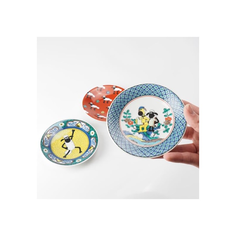 Kutani Yakiwata, "Kutaniyaki" Shaun the Sheep, Small Plate, Yoshidaya Art