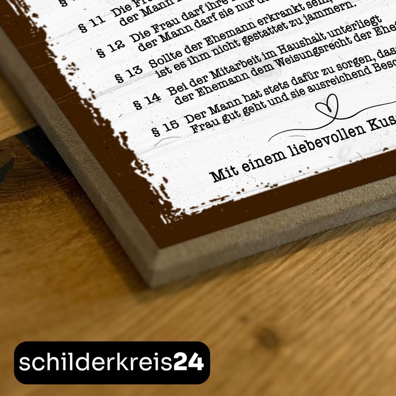 schilderkreis24 - Wooden Sign Marriage Law Funny Wedding Gift Idea