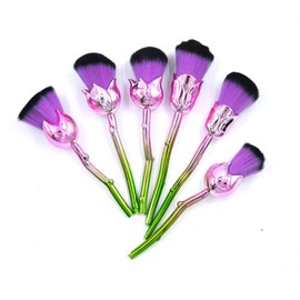 CARA - Juego de brochas de maquillaje con forma de flor de rosa con un pincel de sirena para mujer, Púrpura RosaPurple Rose)