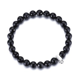 Philip Jones Faceted Black Onyx Gemstone Charm Stretch Bracelet