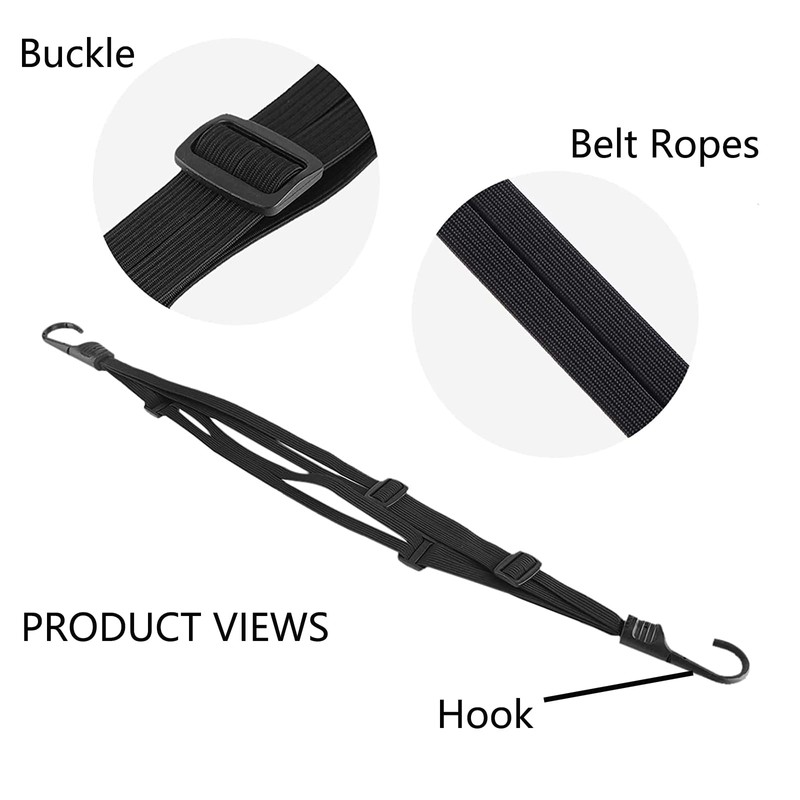 Watris Veiyi Helmet Rope, 63cm/24.8" Motorcycle Helmet Strap, Black Retractable