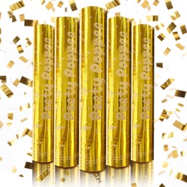 Gold Confetti Cannon Set 12 inch | 5-Pack Party Poppers for Weddings, Anniversary, Graduations, and Joyful Gatherings.