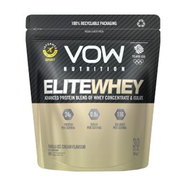VOW Nutrition Elite Whey Protein, Whey Isolate, Whey Concentrate, 30 Servings, Premium Protein with Naturally Occurring BCAAs, Informed Sports Approved (900g, Vanilla Ice Cream)