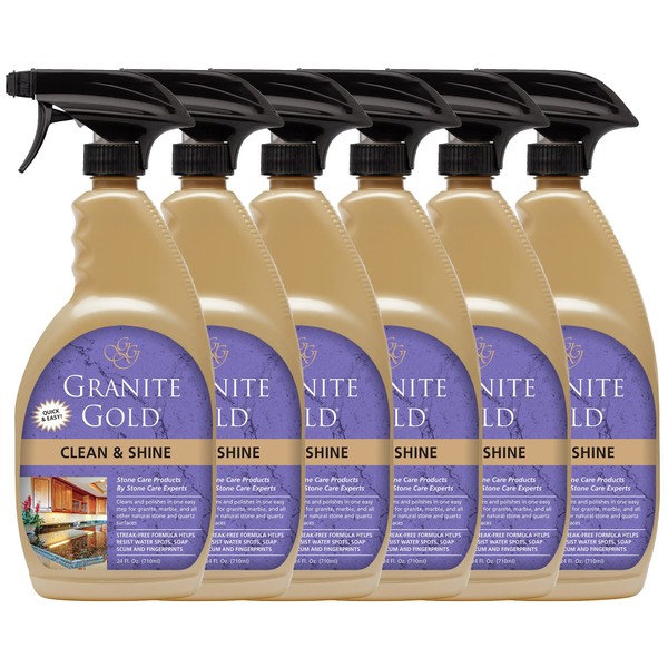 Granite Gold Clean and Shine Spray for Granite, Marble & Other Natural Stone & Quartz Surfaces, 24 Ounce, 6-Pack