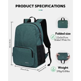 Waterfly 20L Foldable Backpack Daypack: Packable Travel Backpack Folding Rucksack Lightweight for Hiking City Walk Men Women