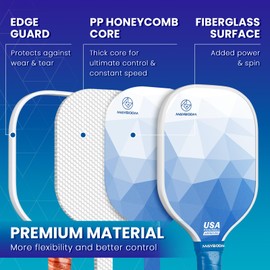 Mayboom Pickleball Paddles Set of 2 or 4, USAPA Approved Pickleball Paddles Set with 4 Pickleball Balls and Pickleball Carry Bag, Fiberglass Pickle Ball Rackets 2 Pack for Beginners(Crystal 4Set)