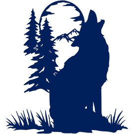 NBFU Wolf Tree Forest 1 (Navy Blue) (Set Of 2) Premium Waterproof Vinyl Decal Stickers For Laptop Phone Accessory Helmet Car Window Bumper Mug Tuber Cup Door Wall Decoration