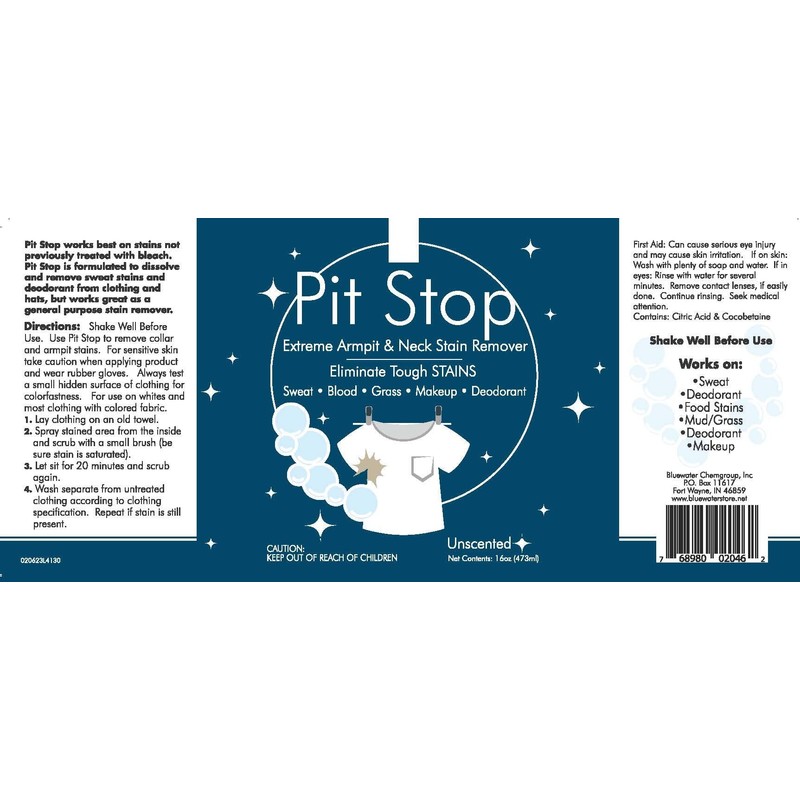 Pit Stop, Sweat Stain & Deodorant (Antiperspirant) Armpit Stain Remover,