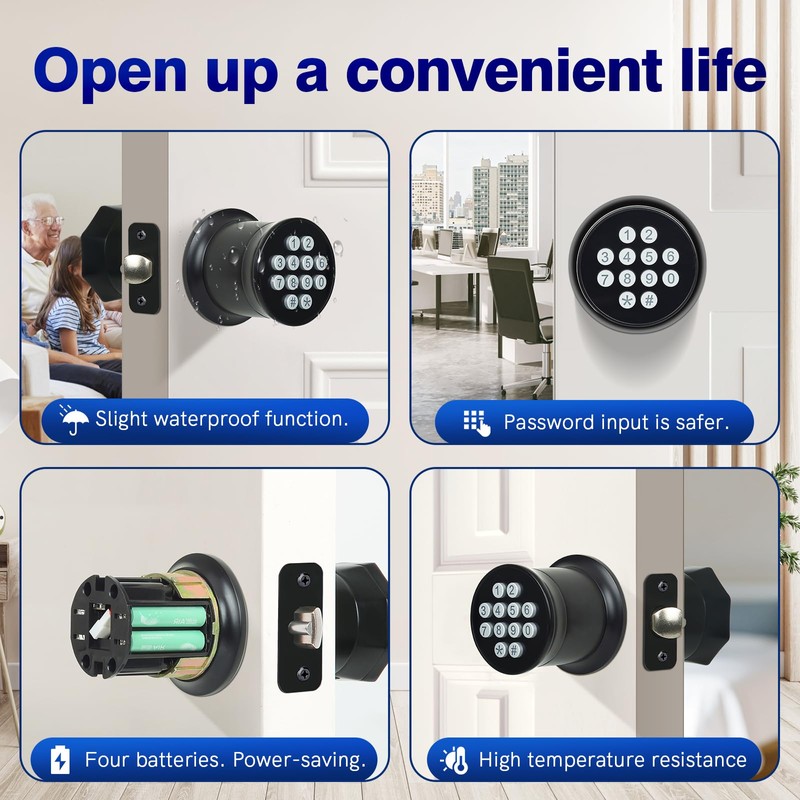 Keyless Entry Door Knob,Smart Knob Unlock by Passcode,Exterior Door Lock