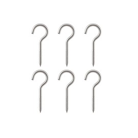I-MART 6 Pack 304 Stainless Steel Screw Eye Hooks, 2.56" Heavy Duty Eye Bolts, Screw-in Hooks for Wood & Concrete, Rustproof Stainless Steel Hooks, 200LB Load Capacity (Open Loop)