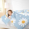 Homewish Daisy Comforter Set Twin Size White Flower Leaves Bedding