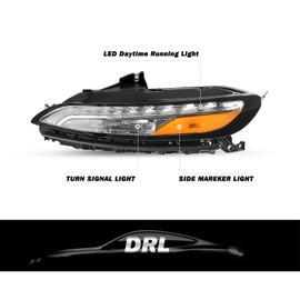 SOCKIR Parking Light Turn Signal Headlight Fit For 2014-2018 Jeep Cherokee OE Style LED DRL Chrome Bumper Lamps Driver Side