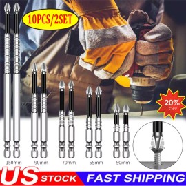 Unbranded 10PCS High-Magnetic Screwdriver Drill Bit,Strong Magnetic Durability Drill Bit - 2SET (50mm+65mm+70mm+90mm+150mm)