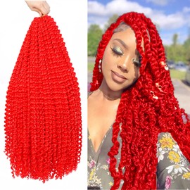 Passion Twist Hair Red 24Inch 2 Packs Water Wave Crochet Hair Passion Twists Braiding Hair Synthetic Extensions for Black Women (24 Inch Red)