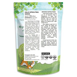 Kale Seeds, 1 Pound — Non-GMO Verified, Great for Sprouting and Planting,Rich Germination Rate, Non-Irradiated, Kosher, Vegan, Bulk, Grow Amazing Sprout, Microgreens and Plants for Salads, Sirtfood