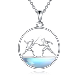 YFN 925 Sterling Silver Fencing Sword Pendant Necklace for Men and Women - Unique Dueling Sport Inspired Jewelry Gift (Fencing)