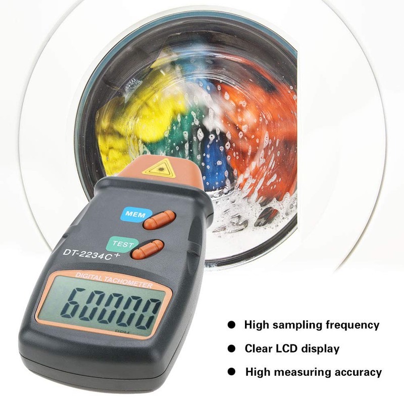 Digital Tachometer, DT-2234C + Non-Contact Digital LCD Photo Speedometer Mini
