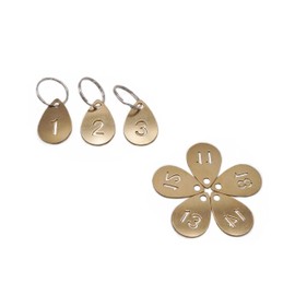 NanTun Brass Droplet Shape Key Tags with Ring, Hollowed Number ID Tags Key Chain, Numbered Key Rings - 1 to 20