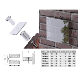 4 x Clear Standoffs, Glass Like, Acrylic, transparent spacers, plastic, wallmount, display signs, Anti-Corrosion, Waterproof, Size 13x13mm, (1/2 x 1/2 in)