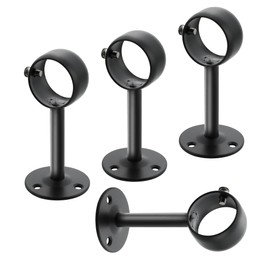 Mooche 4PCS Curtain Rod Holder, Stainless Steel Adjustable Ceiling Curtain Rod Hooks with Set Screw for 1" - 1.26" Poles, Ideal for Bathroom Kitchen Living Room Home Hotel