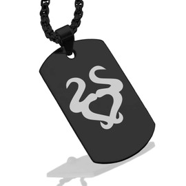 Comfort Zone Studios Stainless Steel Astrology Taurus (Bull) Sign Dog Tag Pendant Necklace, Black