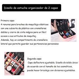 Estuche de Maquillaje de Viaje Portátil Profesional, Bolsa de Cosméticos Impermeable con Divisor Ajustable Adecuada para Cosméticos, Cepillo de Maquillaje（Rosado）
