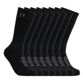 HOLLOW Alpaca Crew Socks for Men and Women, Running, Hiking, Outdoors, Designed for Comfort and Performance, Black (4 Pack), 14-15