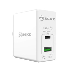 SEKC USB-C PD 3.0 / QC4+ PPS 30W Compatible, USB-A QC 3.0, 18W Compatible, 2 Ports, USB Rapid Charger