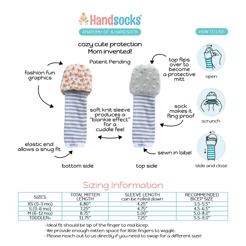 Handsocks Plushy Stay On Strap-Free No-Scratch & Warmth Mittens (Toddler